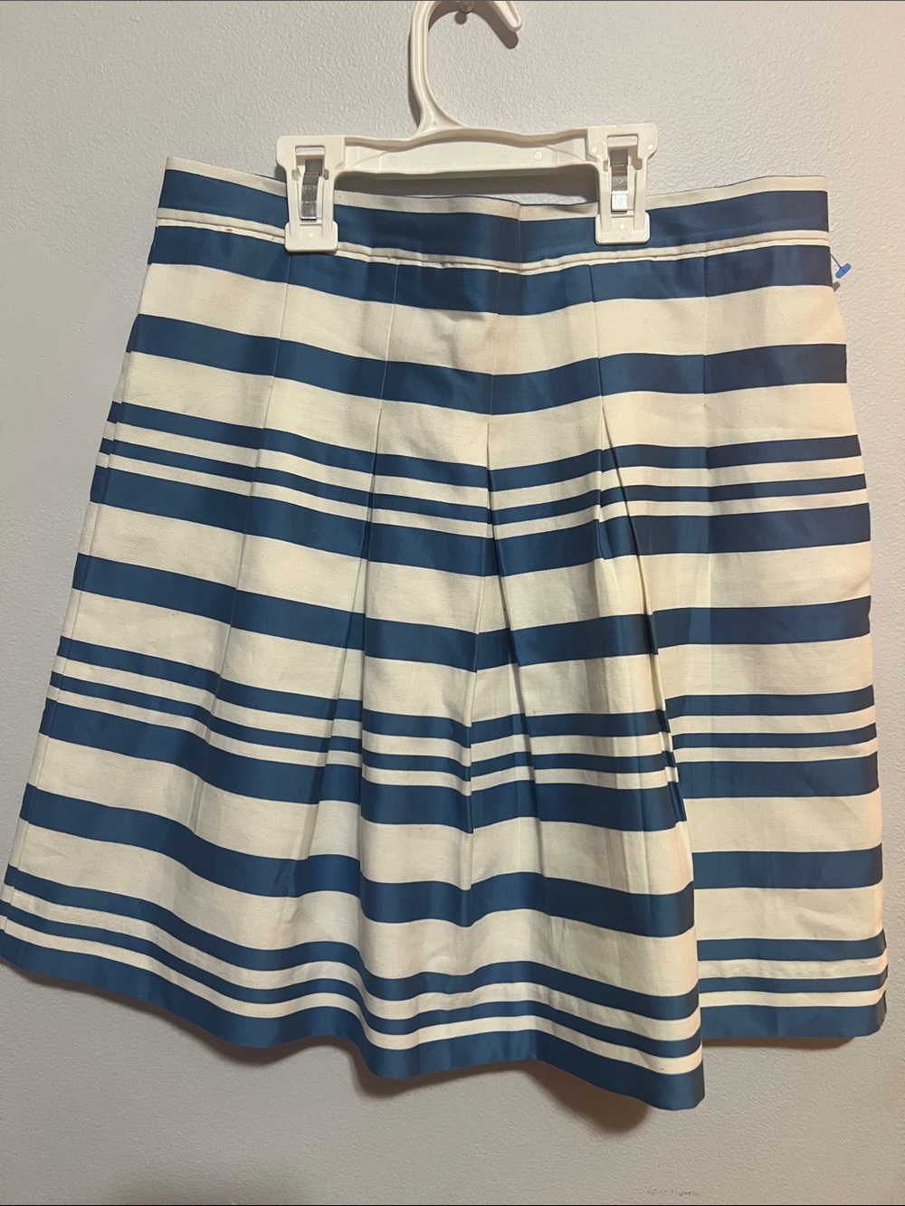LOFT Navy and White Striped Skater Skirt